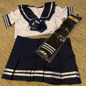 Women’s naughty dress up uniform with stockings.